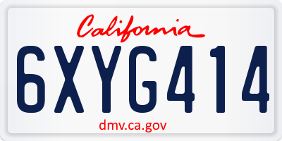 CA license plate 6XYG414