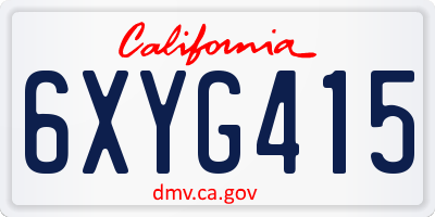 CA license plate 6XYG415