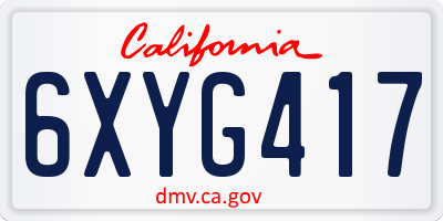 CA license plate 6XYG417