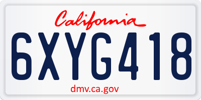 CA license plate 6XYG418