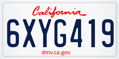 CA license plate 6XYG419