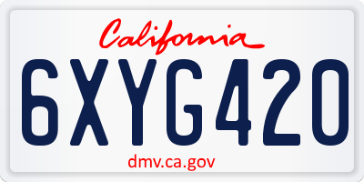 CA license plate 6XYG420