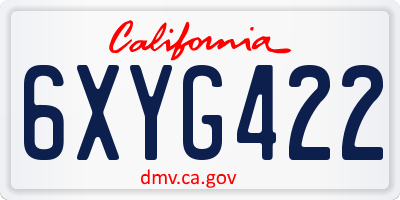 CA license plate 6XYG422