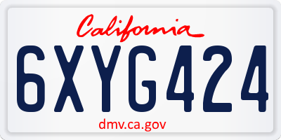 CA license plate 6XYG424