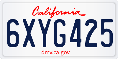 CA license plate 6XYG425