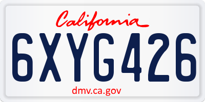 CA license plate 6XYG426