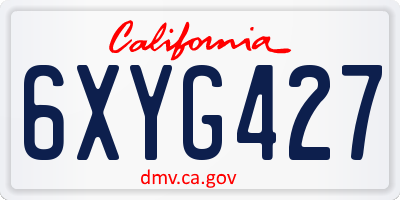 CA license plate 6XYG427