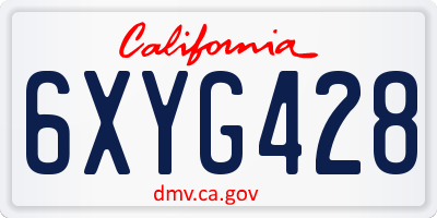 CA license plate 6XYG428