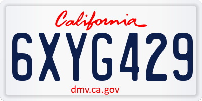 CA license plate 6XYG429