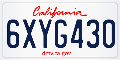 CA license plate 6XYG430