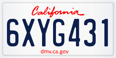 CA license plate 6XYG431