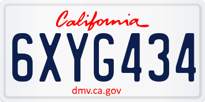 CA license plate 6XYG434