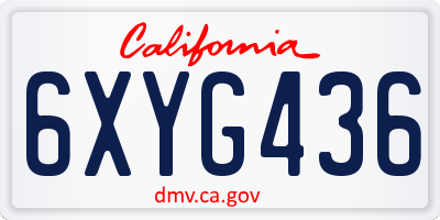 CA license plate 6XYG436