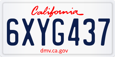 CA license plate 6XYG437
