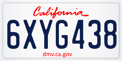CA license plate 6XYG438