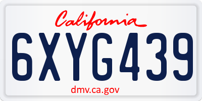 CA license plate 6XYG439