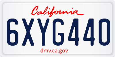 CA license plate 6XYG440