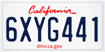 CA license plate 6XYG441