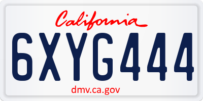 CA license plate 6XYG444