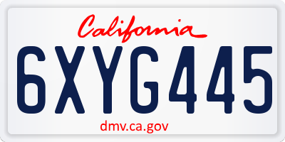 CA license plate 6XYG445