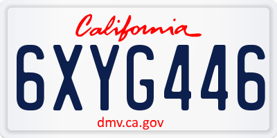 CA license plate 6XYG446