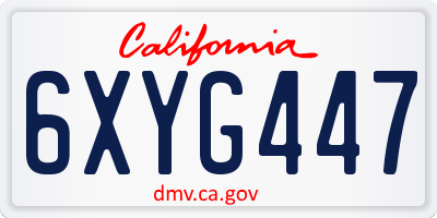 CA license plate 6XYG447