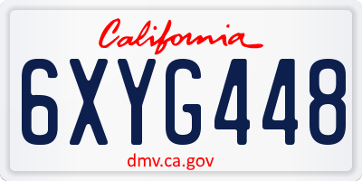 CA license plate 6XYG448