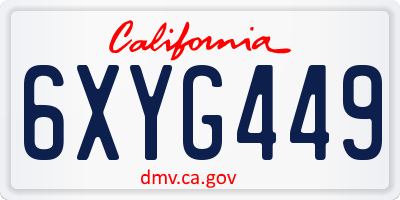 CA license plate 6XYG449