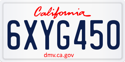 CA license plate 6XYG450