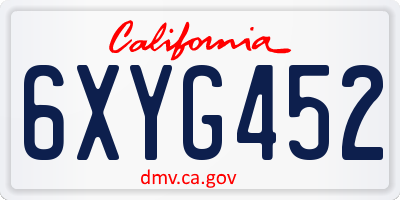 CA license plate 6XYG452