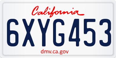 CA license plate 6XYG453