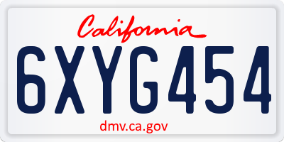 CA license plate 6XYG454