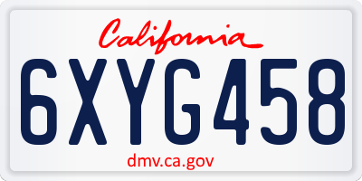 CA license plate 6XYG458