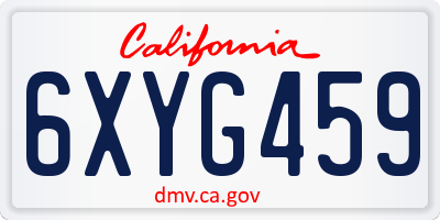 CA license plate 6XYG459
