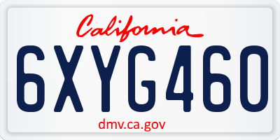 CA license plate 6XYG460