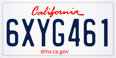 CA license plate 6XYG461