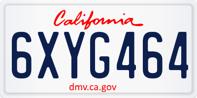 CA license plate 6XYG464