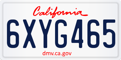 CA license plate 6XYG465