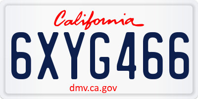 CA license plate 6XYG466