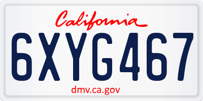 CA license plate 6XYG467