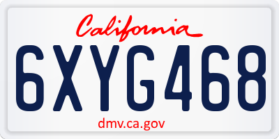 CA license plate 6XYG468