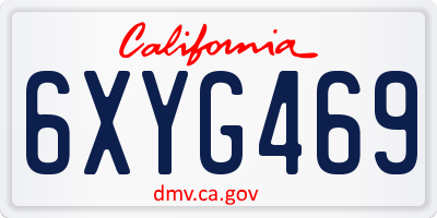 CA license plate 6XYG469