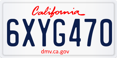 CA license plate 6XYG470
