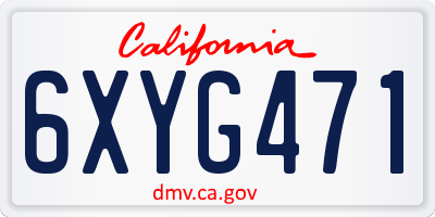 CA license plate 6XYG471