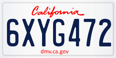 CA license plate 6XYG472