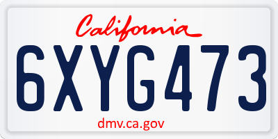 CA license plate 6XYG473