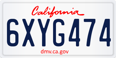 CA license plate 6XYG474