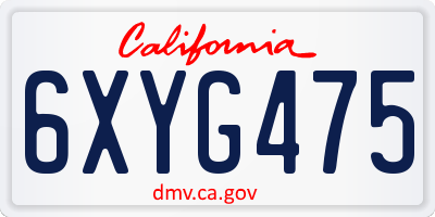 CA license plate 6XYG475