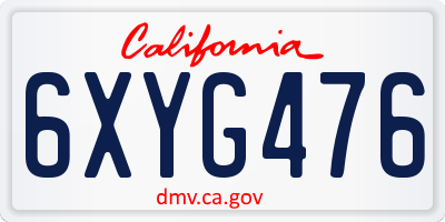 CA license plate 6XYG476