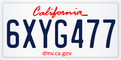 CA license plate 6XYG477